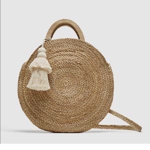 Zara straw raffia bag with tassels